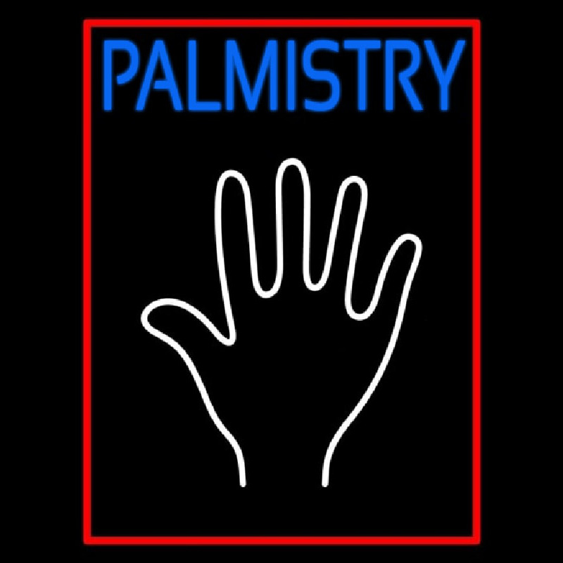 Blue Palmistry Red Border Neonkyltti