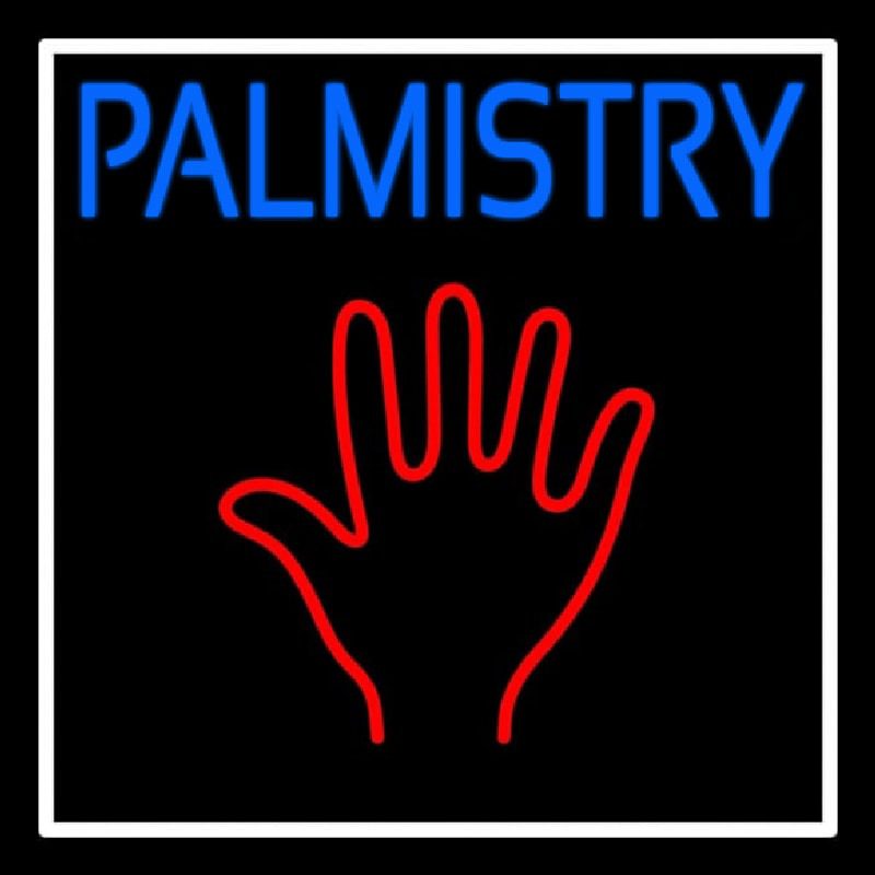 Blue Palmistry White Border Neonkyltti