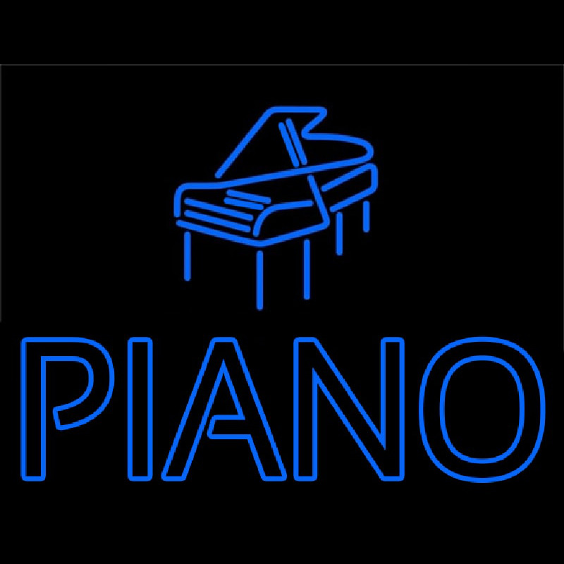 Blue Piano With Logo Neonkyltti