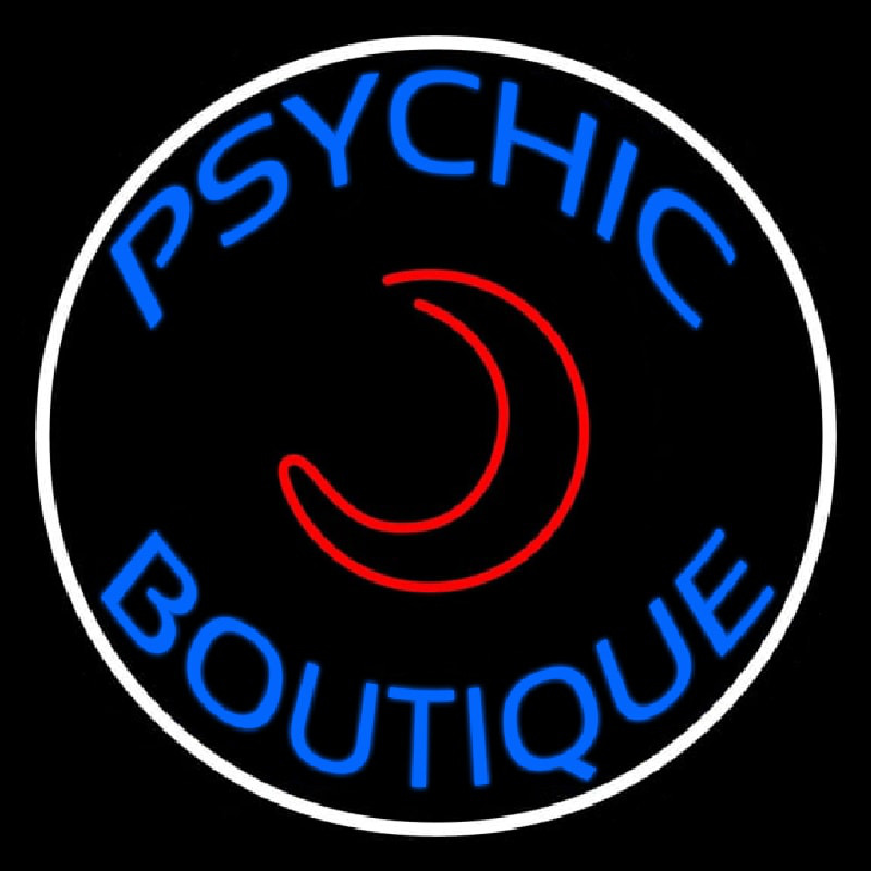 Blue Psychic Boutique White Border Neonkyltti