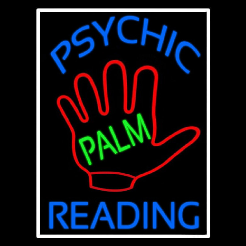 Blue Psychic Reading With Green Palm Neonkyltti