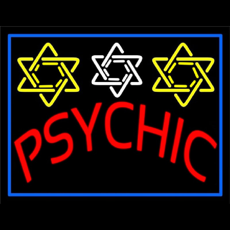 Blue Psychic With Stars Neonkyltti
