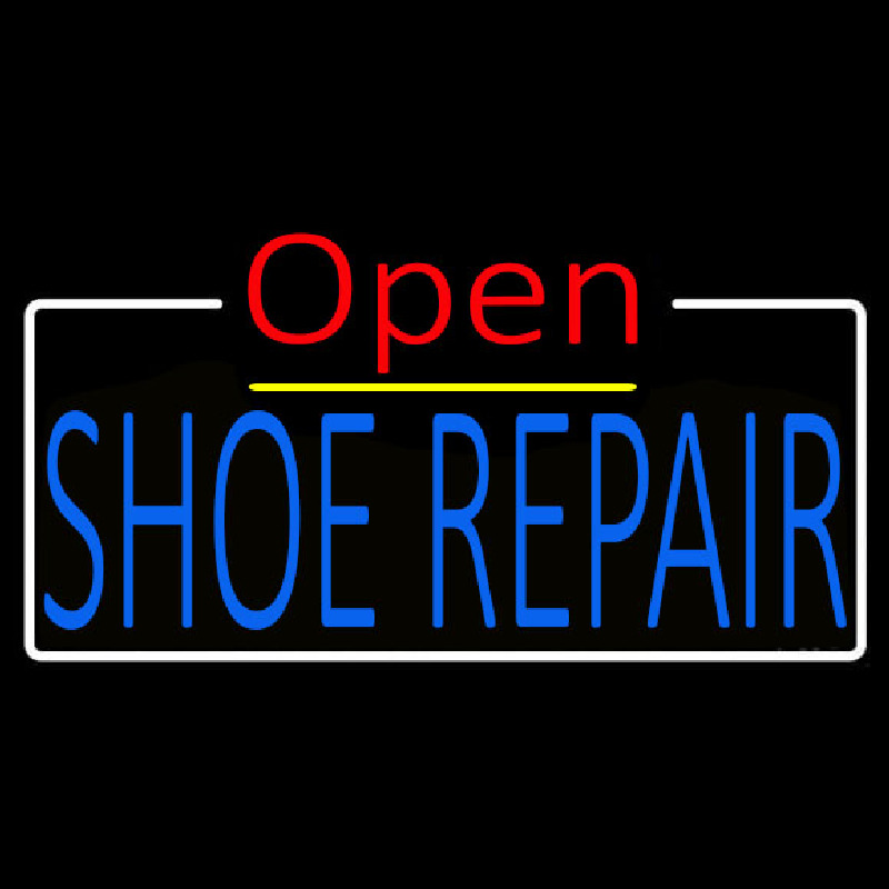 Blue Shoe Repair Open White Border Neonkyltti