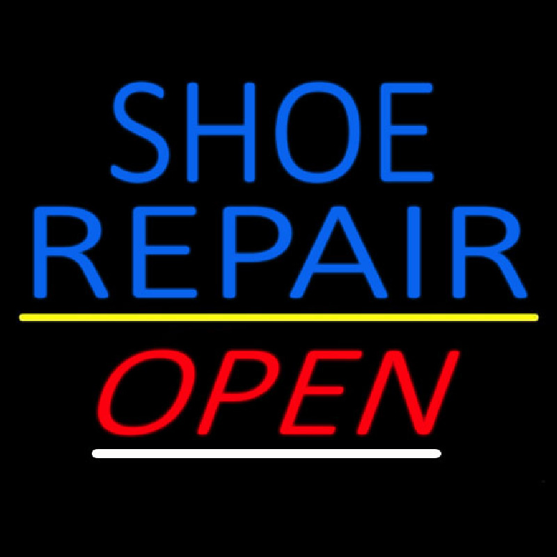 Blue Shoe Repair Open With Line Neonkyltti