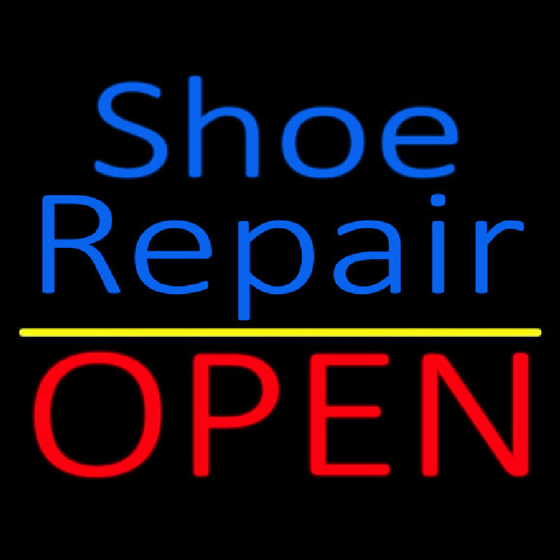 Blue Shoe Repair Open With Yellow Line Neonkyltti