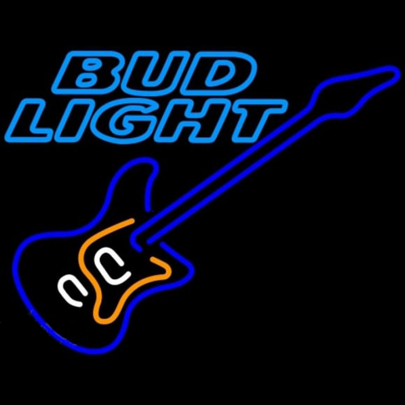 Bud Light Blue Electric Guitar Beer Sign Neonkyltti