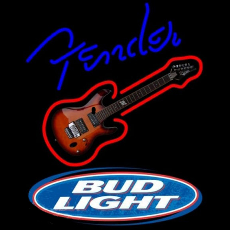Bud Light Fender Blue Red Guitar Beer Sign Neonkyltti