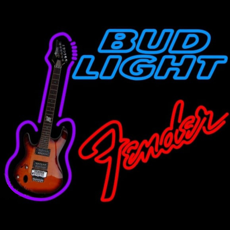Bud Light Fender Red Guitar Beer Sign Neonkyltti