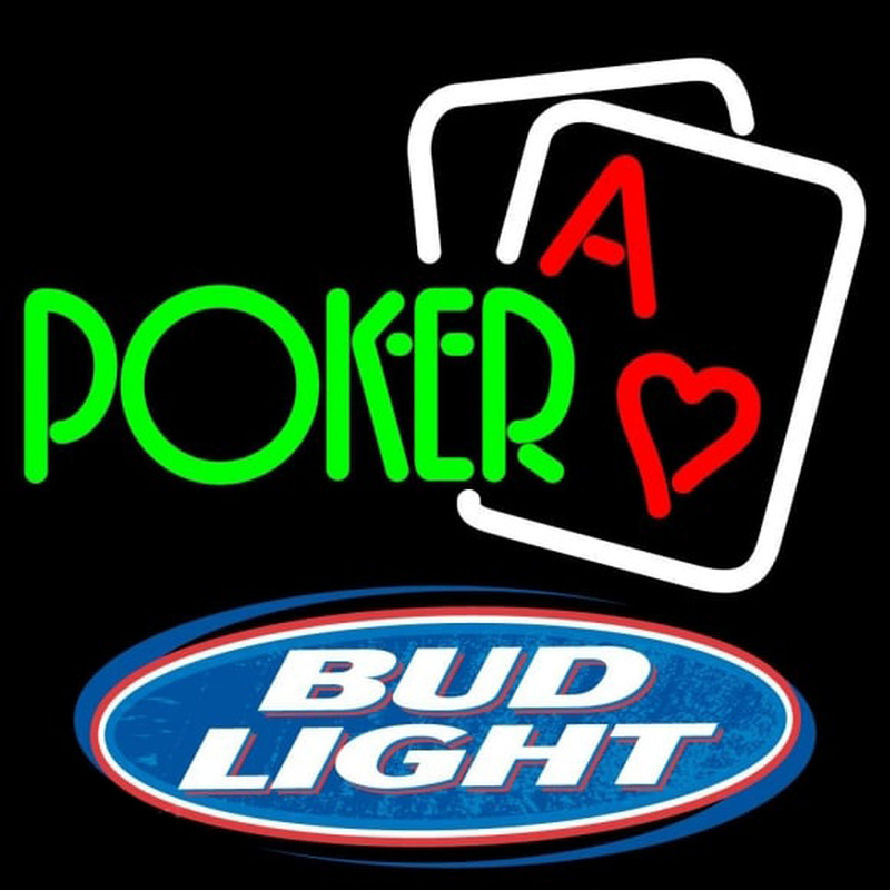 Bud Light Green Poker Beer Sign Neonkyltti