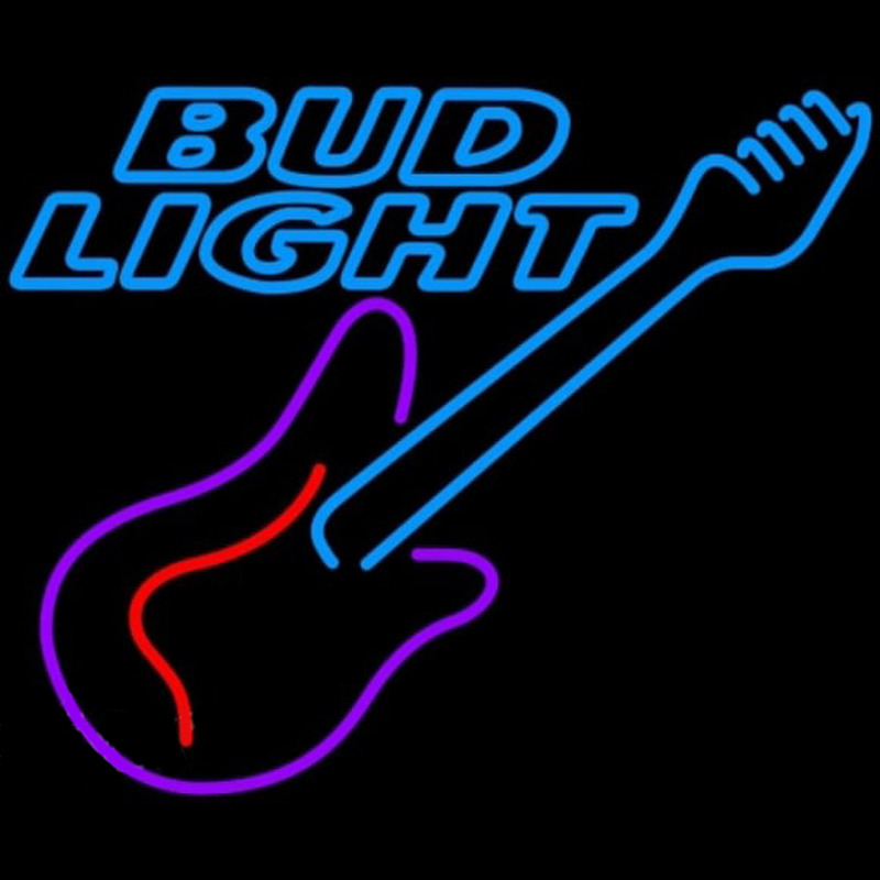 Bud Light Guitar Purple Red Beer Sign Neonkyltti