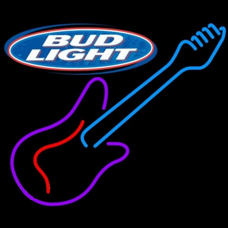 Bud Light Guitar Purple Red Beer Sign Neonkyltti