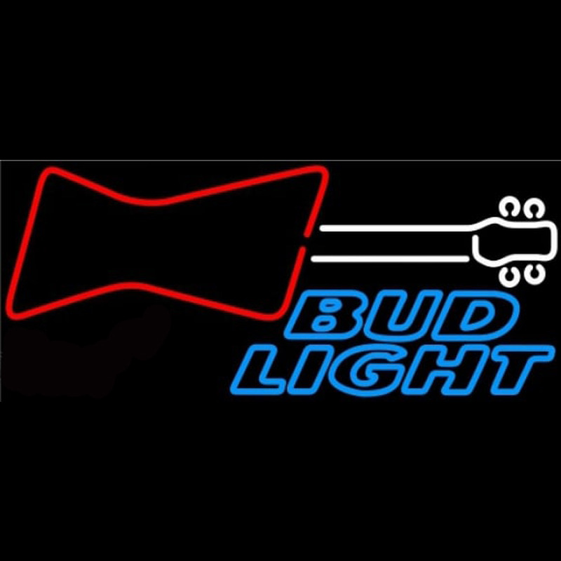 Bud Light Guitar Red White Beer Sign Neonkyltti