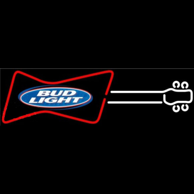 Bud Light Guitar Red White Beer Sign Neonkyltti