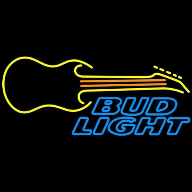 Bud Light Guitar Yellow Orange Beer Sign Neonkyltti