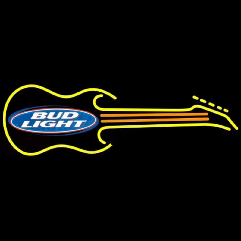 Bud Light Guitar Yellow Orange Beer Sign Neonkyltti