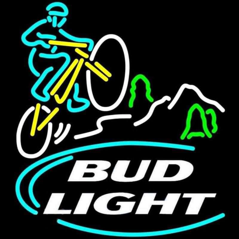 Bud Light Mountain Biker Beer Sign Neonkyltti