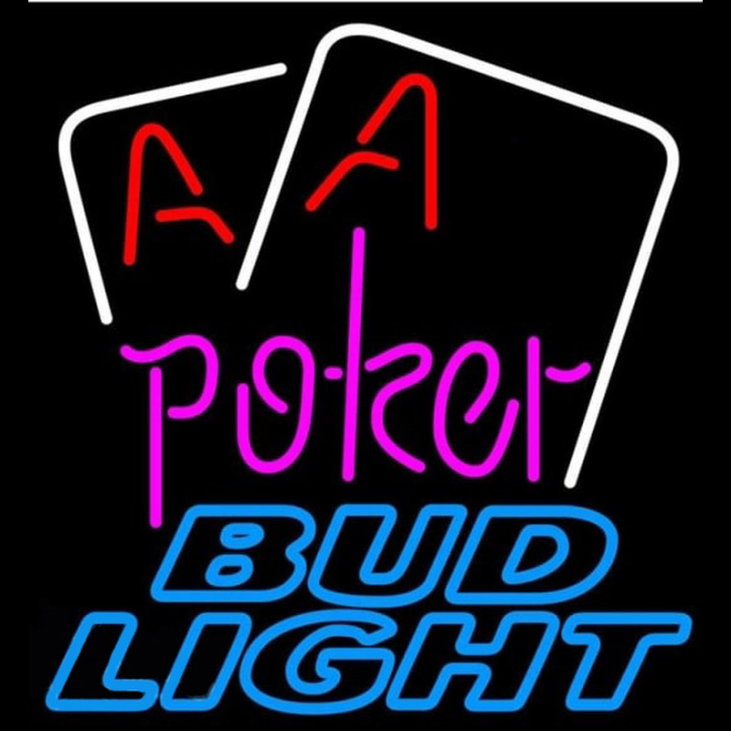 Bud Light Purple Lettering Red Aces White Cards Beer Sign Neonkyltti