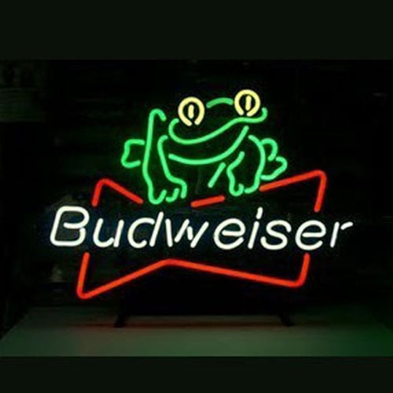 Budweiser Olut Frog Olut Baari Avoinna Neonkyltti