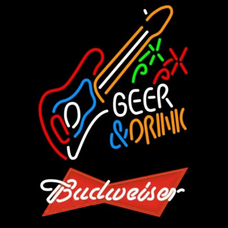 Budweiser Red And Drink Guitar Beer Sign Neonkyltti