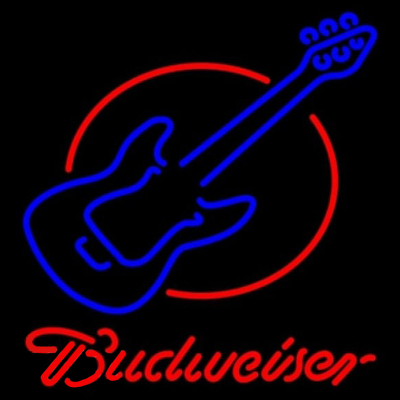 Budweiser Red Round Guitar Beer Sign Neonkyltti