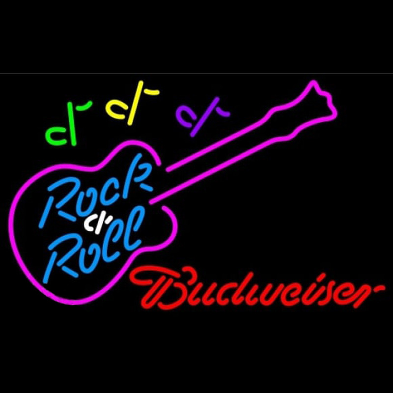 Budweiser Rock N Roll Pink Guitar Beer Sign Neonkyltti