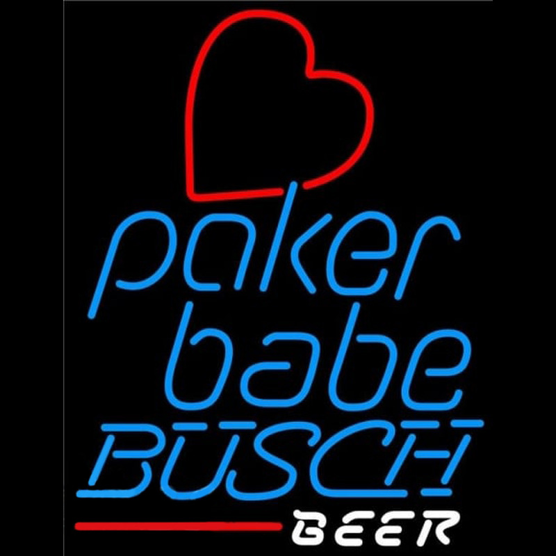 Busch Poker Girl Heart Babe Beer Sign Neonkyltti