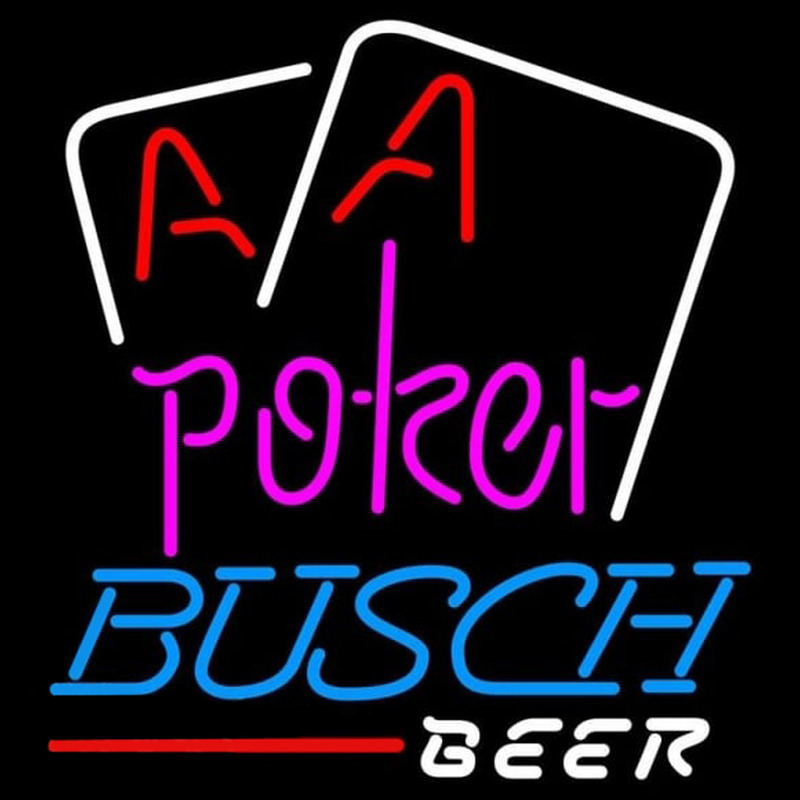 Busch Purple Lettering Red Aces White Cards Beer Sign Neonkyltti