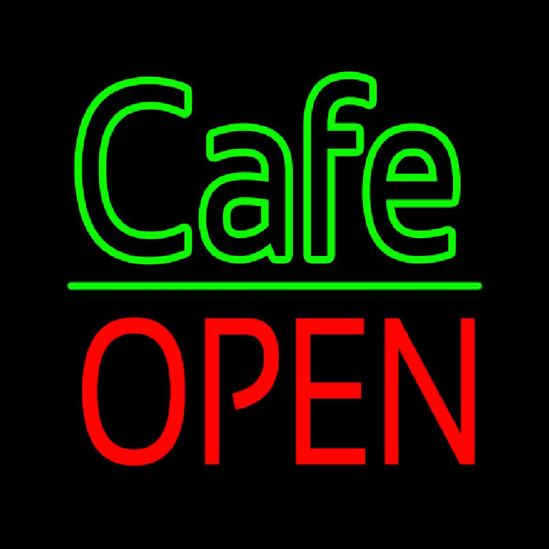 Cafe Block Open Green Line Neonkyltti