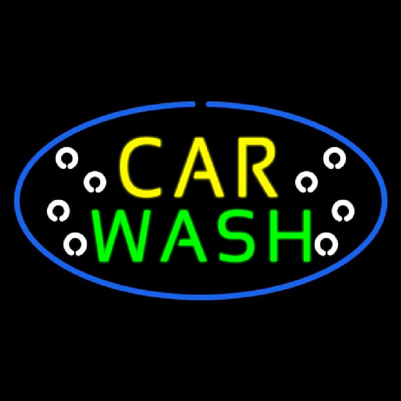 Car Wash Blue Oval Neonkyltti