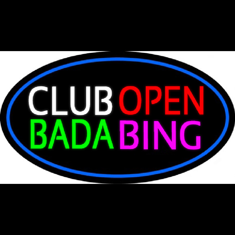 Club Open Bada Bing With Blue Border Neonkyltti