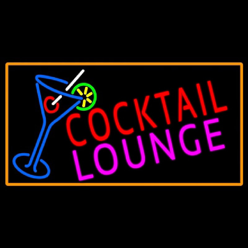 Cocktail Lounge And Martini Glass With Orange Border Neonkyltti