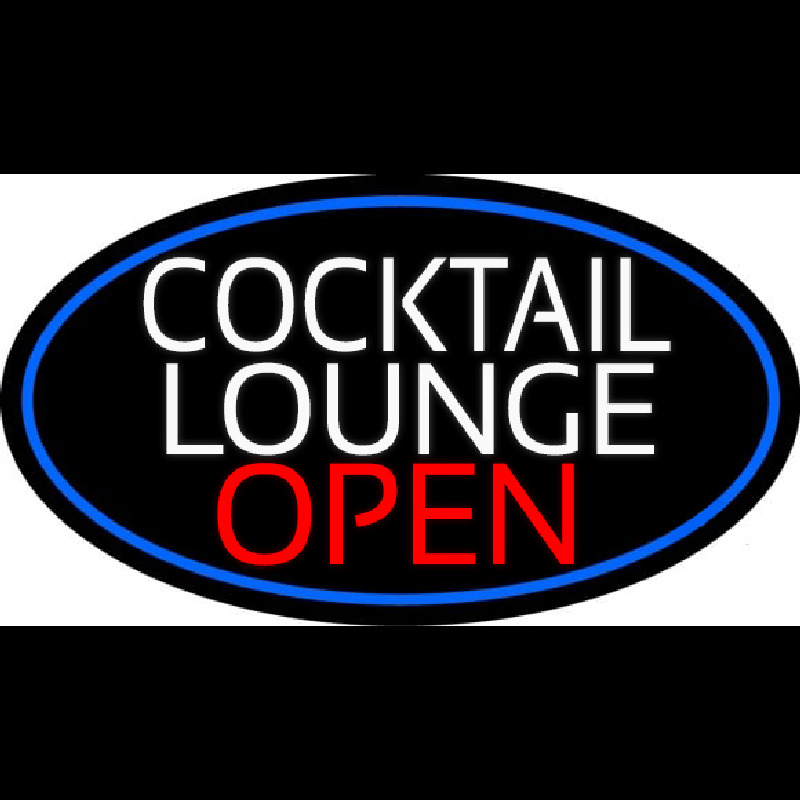 Cocktail Lounge Open Oval With Blue Border Neonkyltti