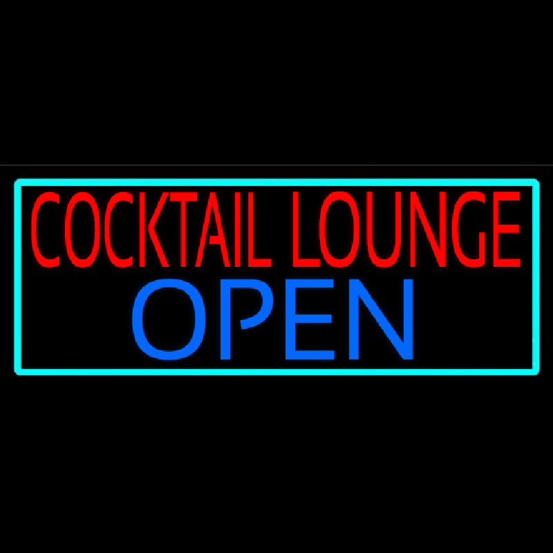 Cocktail Lounge Open With Turquoise Border Neonkyltti