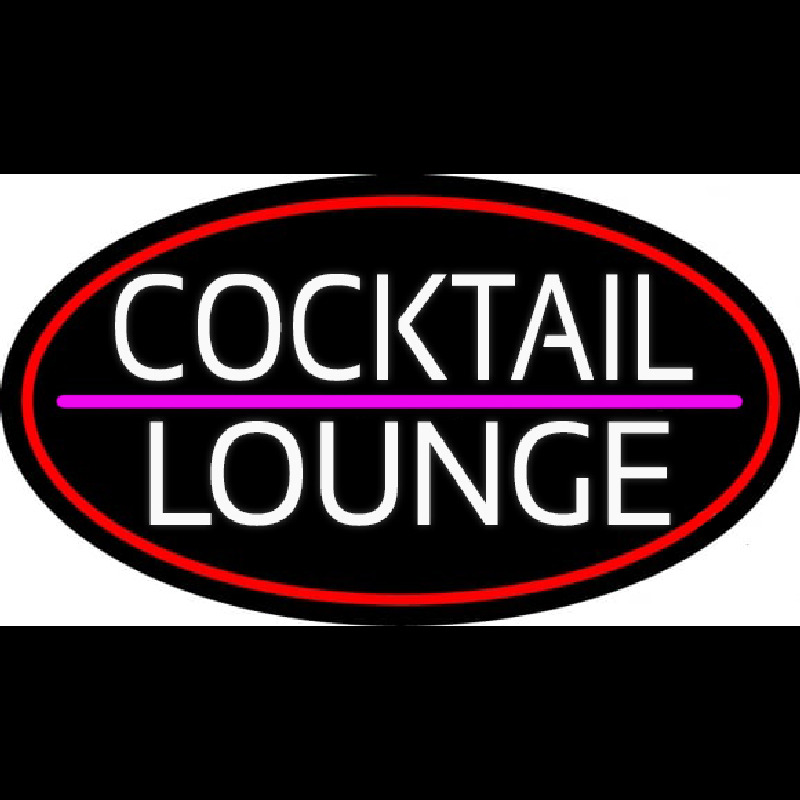 Cocktail Lounge Oval With Red Border Neonkyltti