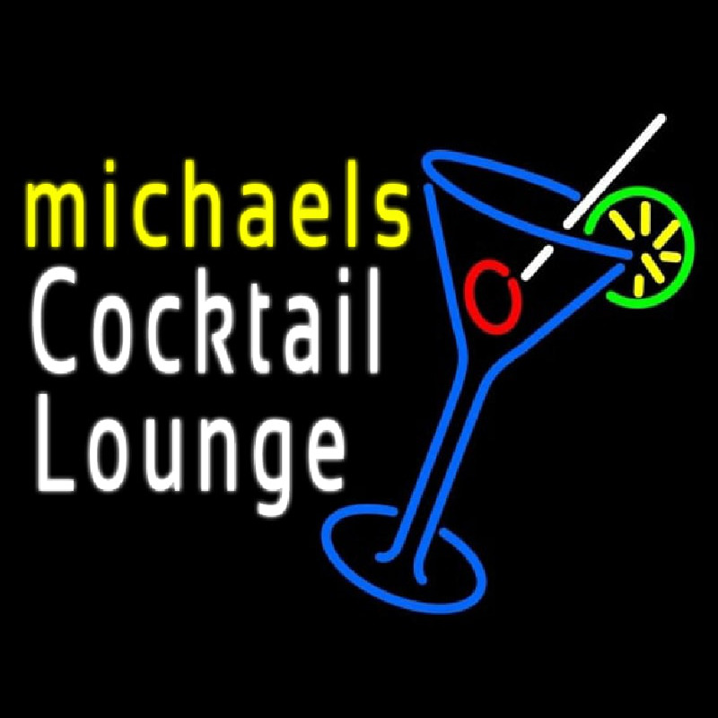 Cocktail Lounge With Martini Glass Neonkyltti