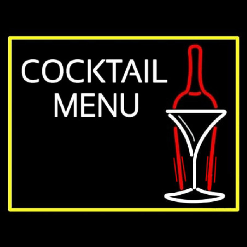 Cocktail Menu With Bottle Neonkyltti