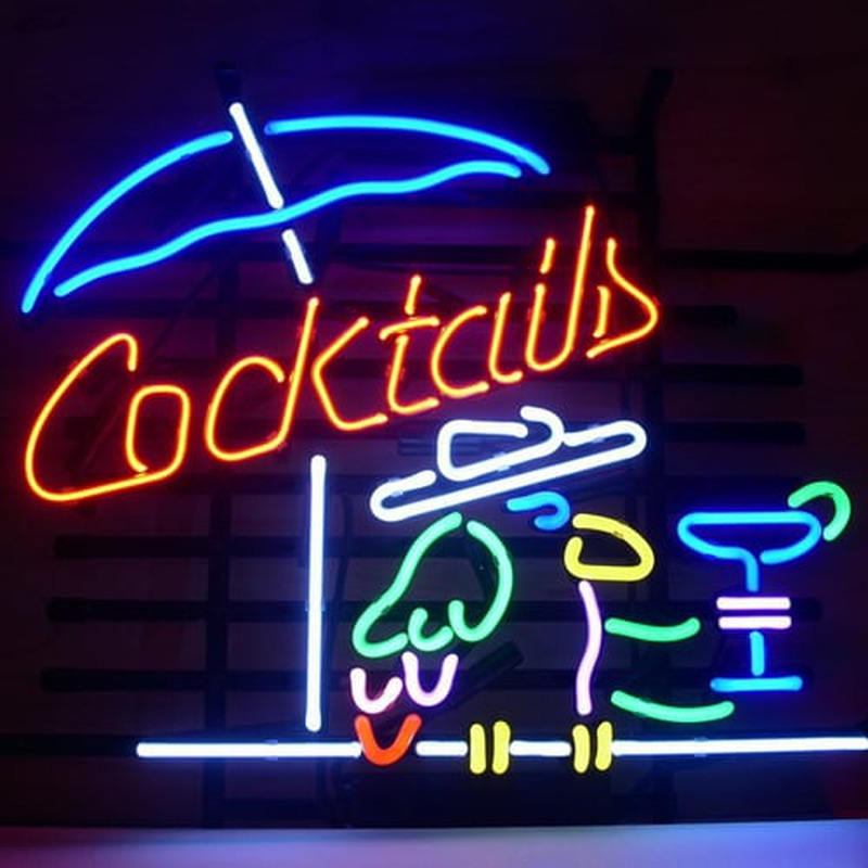Cocktail Parrot Cocktails Neon Lasi Olut Baari Pubi Kyltti