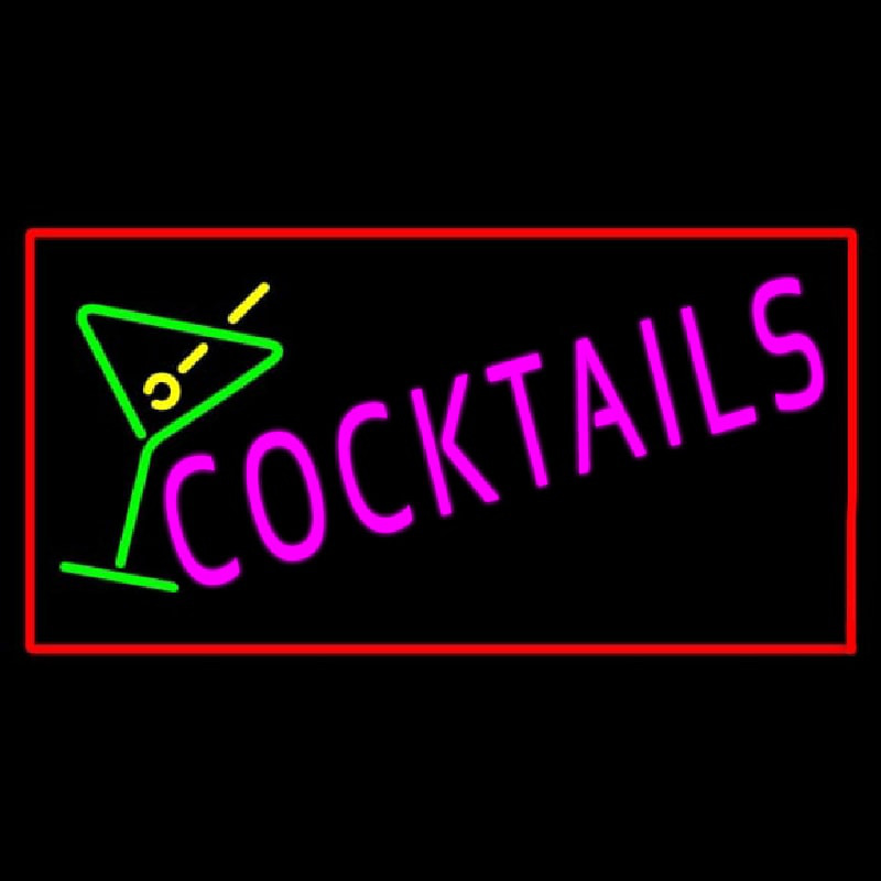 Cocktail with Cocktail Glass Red Border Neonkyltti