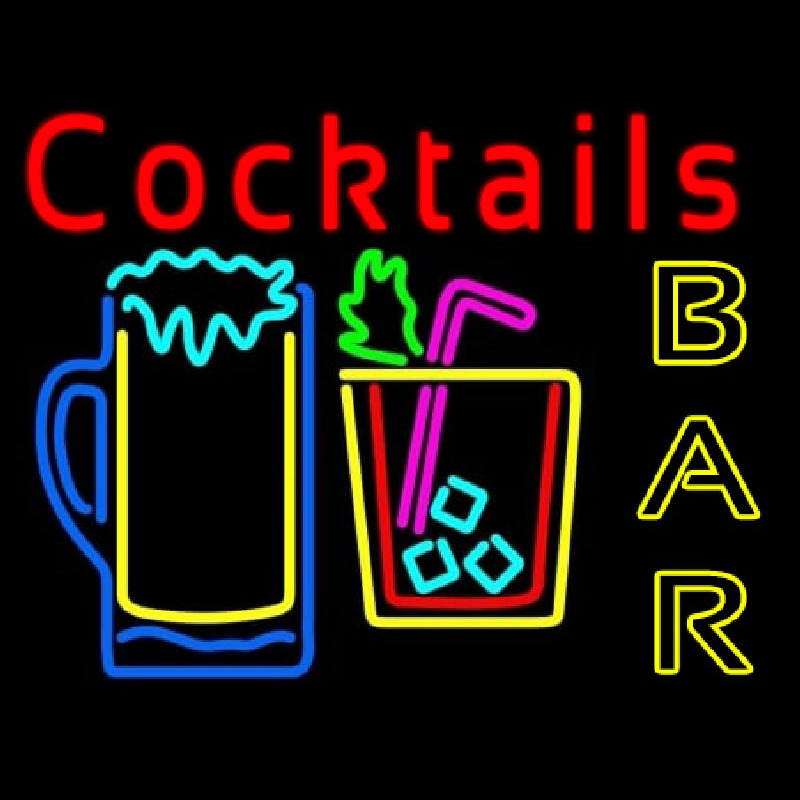 Cocktails Bar Open Neonkyltti