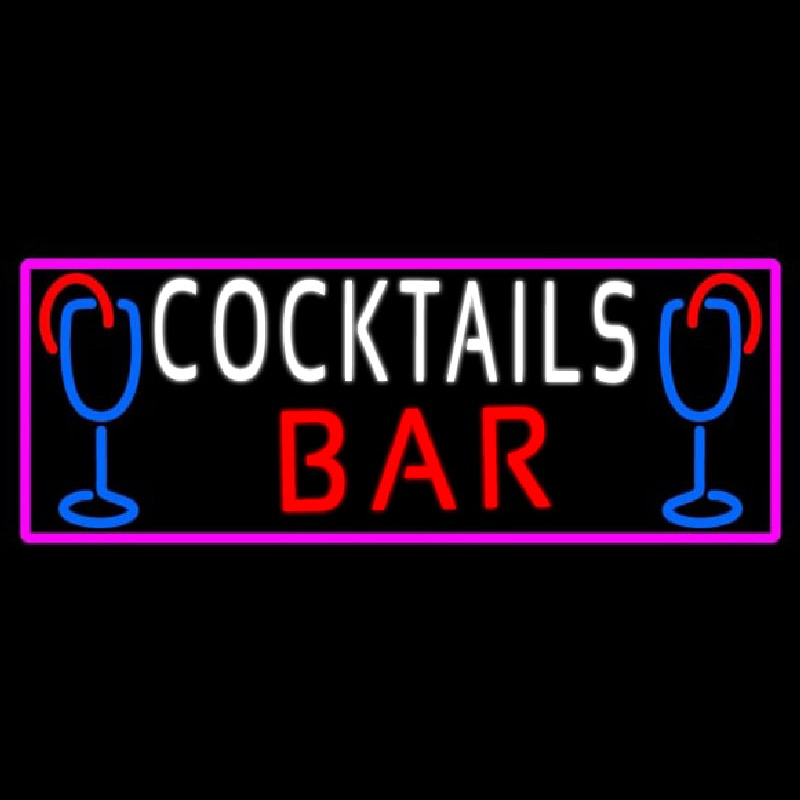 Cocktails Bar With Glass Neonkyltti