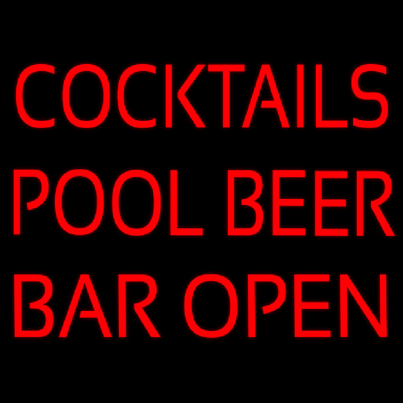 Cocktails Pool Beer Bar Open Neonkyltti