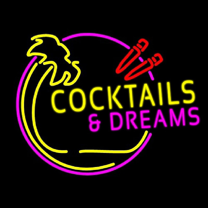 Cocktails and Dreams Bar Real Neon Glass Tube Neonkyltti