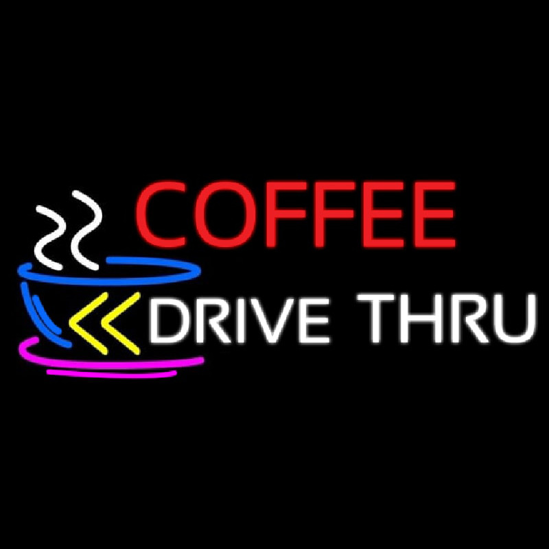 Coffee Drive Thru With Yellow Arrow Neonkyltti