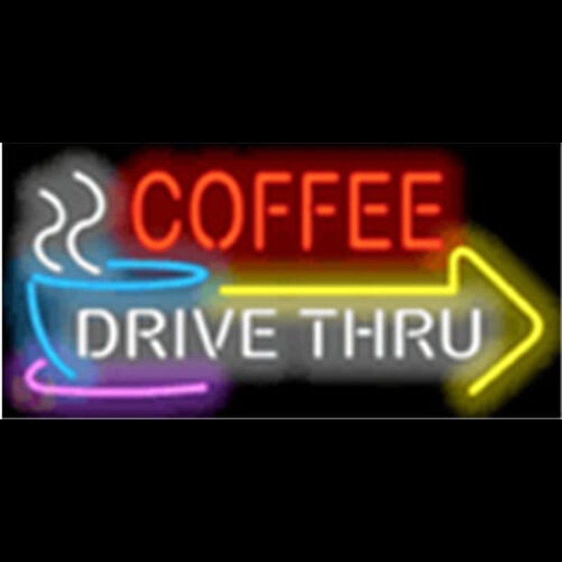 Coffee Drive Thru with Right Arrow Neonkyltti