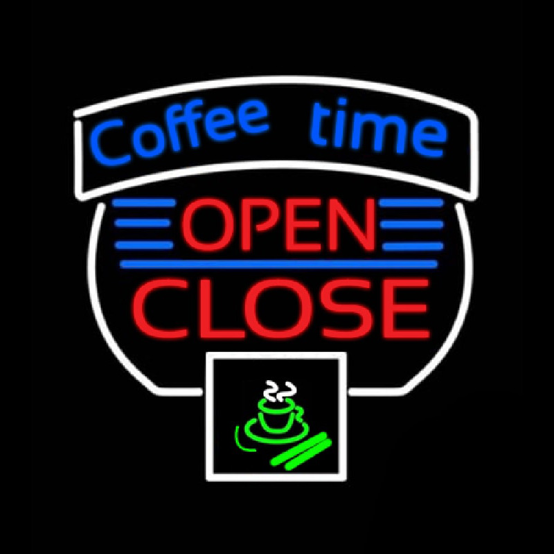 Coffee Time Open Close Neonkyltti