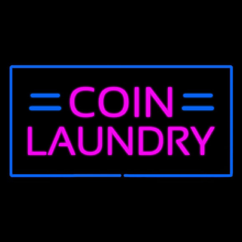 Coin Laundry With Blue Border Neonkyltti