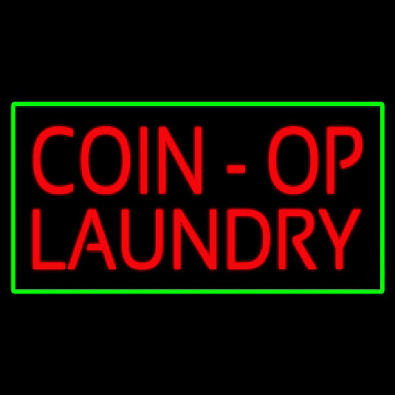 Coin Op Laundry Green Border Neonkyltti