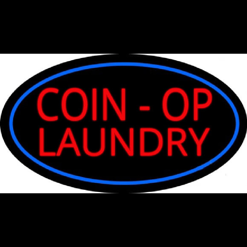 Coin Op Laundry Oval Blue Neonkyltti