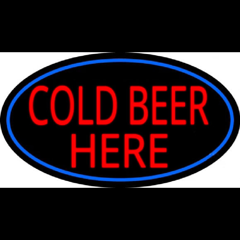 Cold Beer Here With Blue Border Neonkyltti