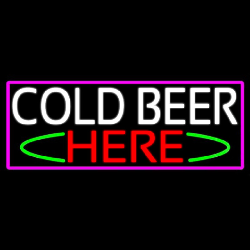 Cold Beer Here With Pink Border Neonkyltti